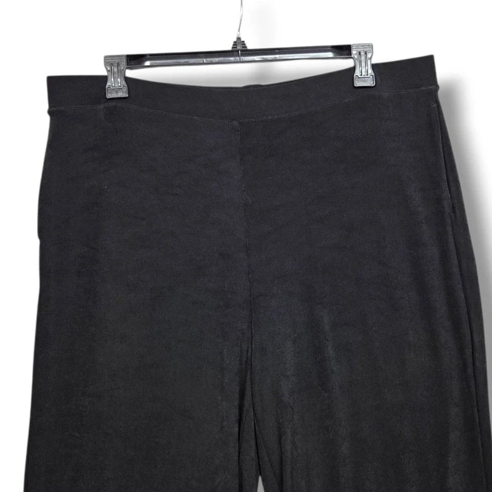 Chicos Travelers Wide Leg Pocket Pants Womens XL Black High Rise